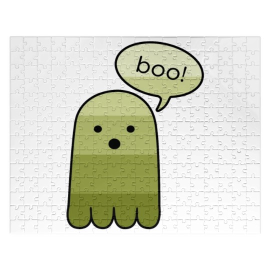 Olive Green Boo Ghost Halloween Jigsaw Puzzles