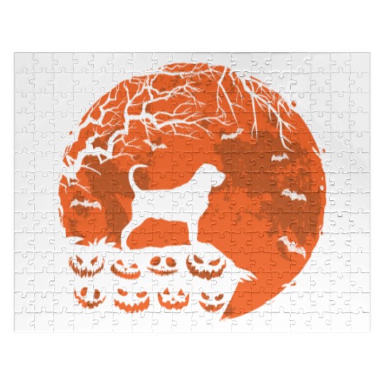Bloodhound And Moon Halloween Funny Dog Lover Gift Jigsaw Puzzles