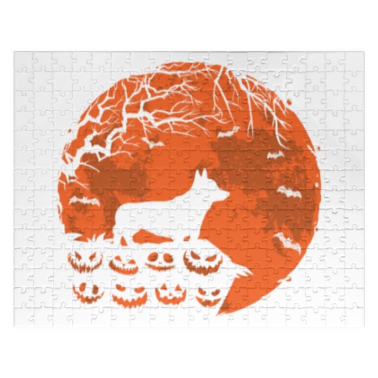Corgi And Moon Halloween Funny Dog Lover Gift Jigsaw Puzzles