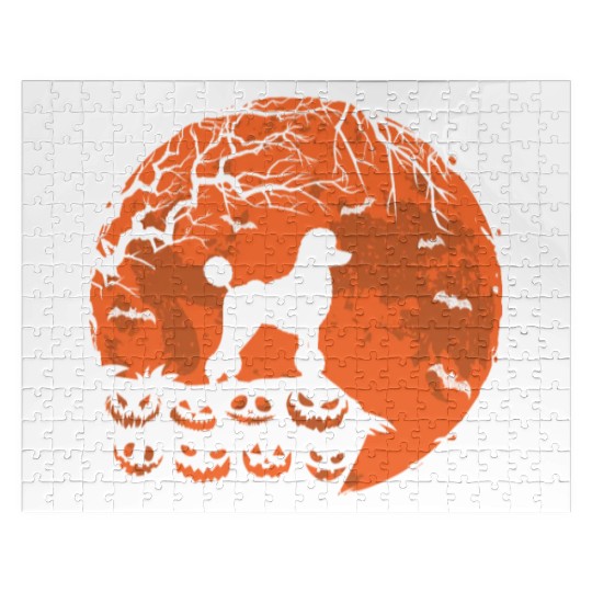 Poodle Dog And Moon Halloween Funny Dog Lover Gift Jigsaw Puzzles