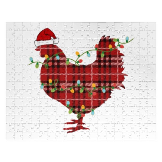 Buffalo Plaid Chicken Christmas Jigsaw Puzzles