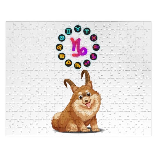 Funny Dog Lover Horoscope Capricorn Zodiac Sign Jigsaw Puzzles