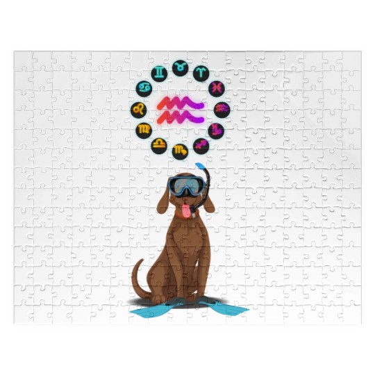 Funny Dog Lover Horoscope Aquarius Zodiac Sign Pun Jigsaw Puzzles