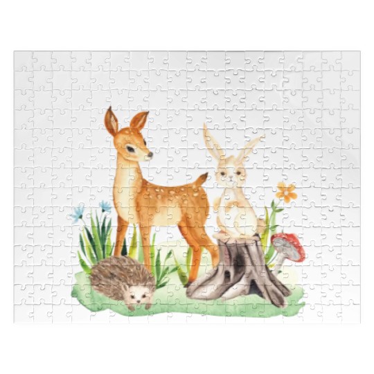 Animal deer rabbit hedgehog Lily Jigsaw Puzzles
