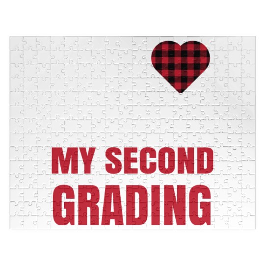 Heart Buffalo Plaid Clothes 2nd Grade Teacher Jigsaw Puzzles