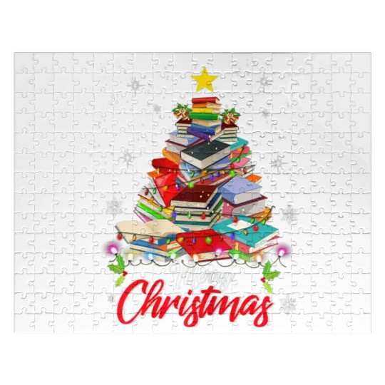 Merry Christmas Tree Love Reading Books Librarian Jigsaw Puzzles