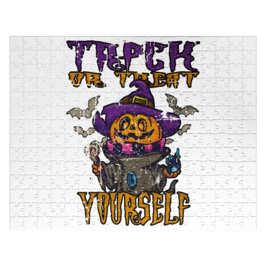 Witch pumpkin trick or treat yourself Vintage Jigsaw Puzzles