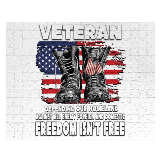 VETERAN PROTECTING AT HOME FREEDOM ISNT FREE Jigsaw Puzzles