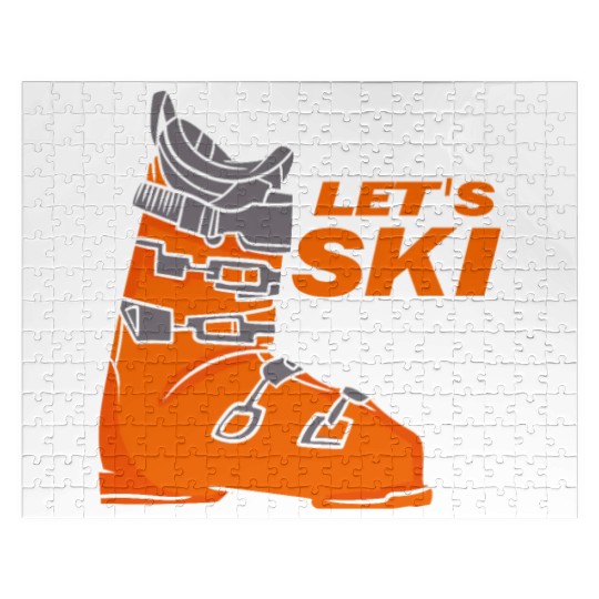 Retro Skiing Let's Ski Vacation Jigsaw Puzzles