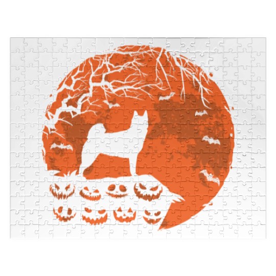 Norwegian Buhund And Moon Halloween Dog Lover Gift Jigsaw Puzzles