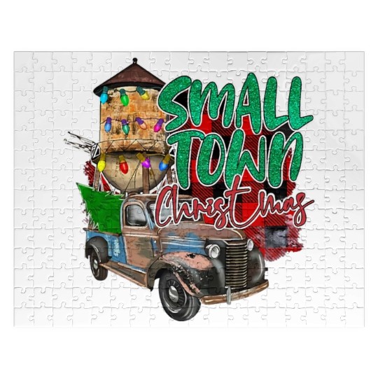Country Farmer Life Small Town Christmas Red Jigsaw Puzzles