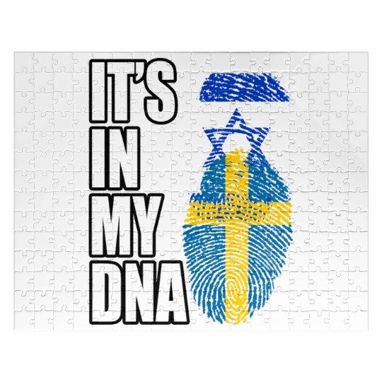 Israel And Swedish Mix Heritage DNA Flag Jigsaw Puzzles