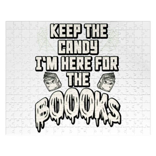 Here for The Books Funny Book Lover Halloween Jigsaw Puzzles