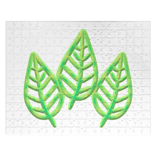 three leaves leaf icon nature green Jigsaw Puzzles