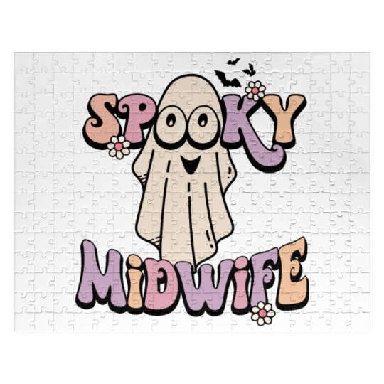Cute Spooky Midwife Halloween Retro Jigsaw Puzzles