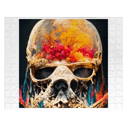Extremely Realistic Skull in Abstract Art Jigsaw Puzzles