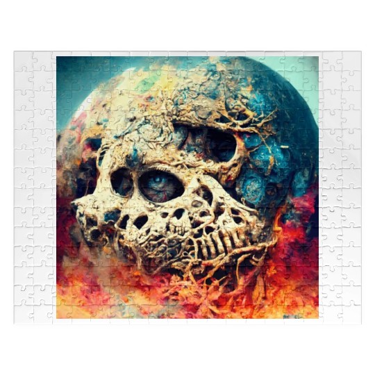 Extremely Realistic Skull in Abstract Art Jigsaw Puzzles