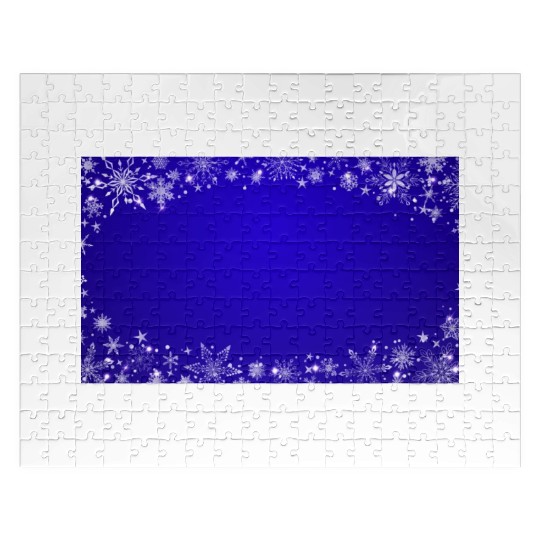 Modern Navy Blue Snowflakes Pattern Jigsaw Puzzles