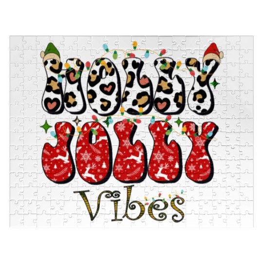 Holly Jolly Vibes, Christmas vibes, Xmas family Jigsaw Puzzles