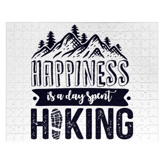 Happiness Is A Day Spent Hiking, Wanderlust Jigsaw Puzzles