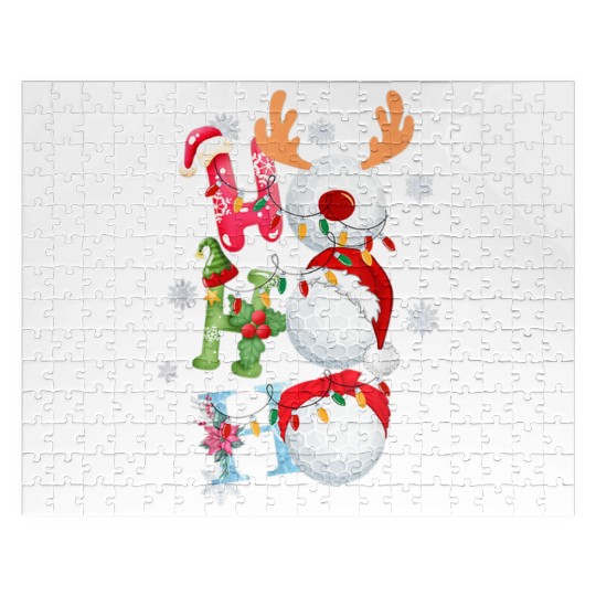 Funny Christmas Ho Ho Ho Santa Reindeer Golf Jigsaw Puzzles