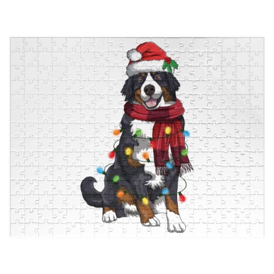 Bernese Mountain Christmas Light Funny Dog Lover Jigsaw Puzzles