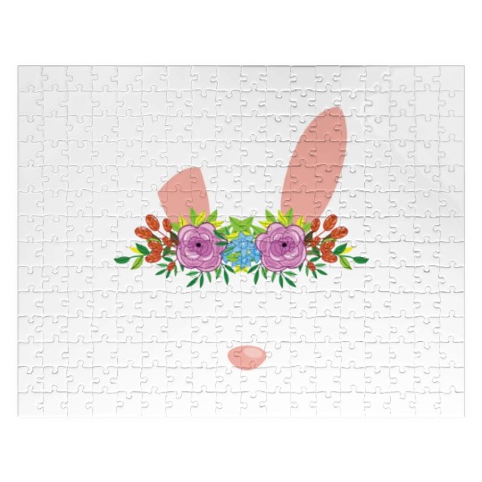 Cute Bunny Hairdress Flowers Women Girls Easter Jigsaw Puzzles