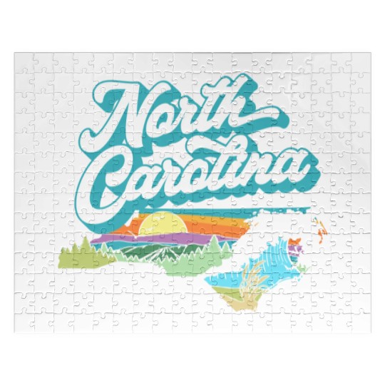 North Carolina Vintage Nature Lover Mountains Beac Jigsaw Puzzles