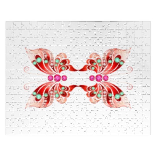 Jewelry Butterfly Red Shape Jigsaw Puzzles