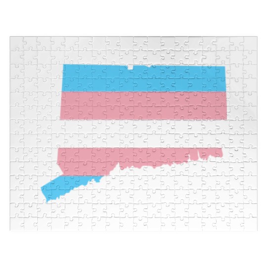 Trans Flag Connecticut LGBT Pride Support Jigsaw Puzzles