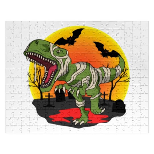 Mummy T-Rex Dinosaur Trick Or Treat Halloween Jigsaw Puzzles