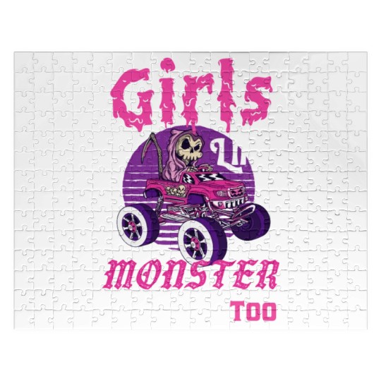 Girls Like Monster Trucks Grim Reaper Halloween Jigsaw Puzzles