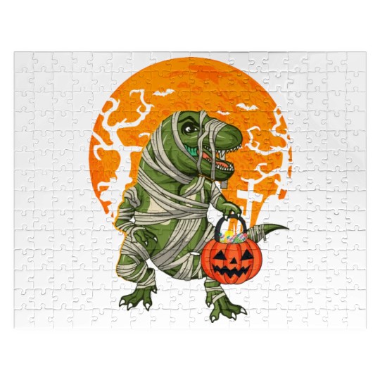 Mummy T-Rex Dinosaur Trick Or Treat Halloween Jigsaw Puzzles