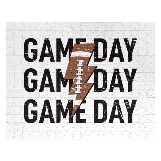 Game Day Football Distressed Lightning Bolt Jigsaw Puzzles