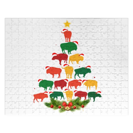 Family Matching Christmas Pajama Buffalo Xmas Tree Jigsaw Puzzles