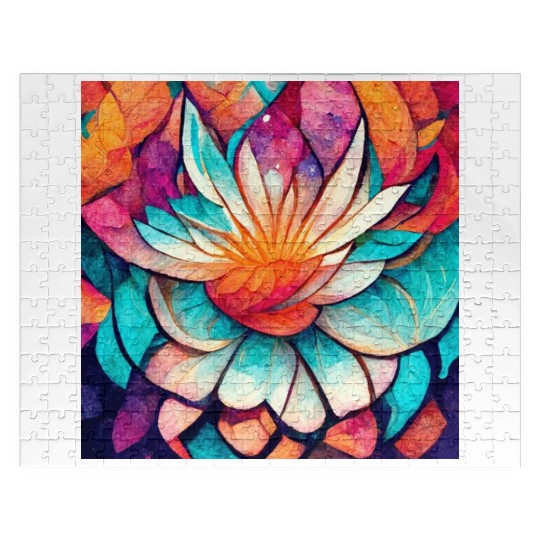 Colorful mandala flower version 3 Jigsaw Puzzles