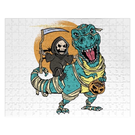 Creepy Grim Reaper Mummysaurus Trex For A Trick Or Jigsaw Puzzles