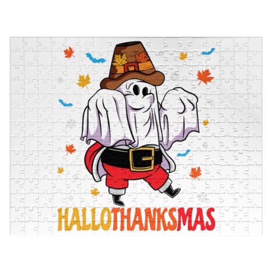 Happy Hallothanksmas Halloween Thanksgiving Santa Jigsaw Puzzles