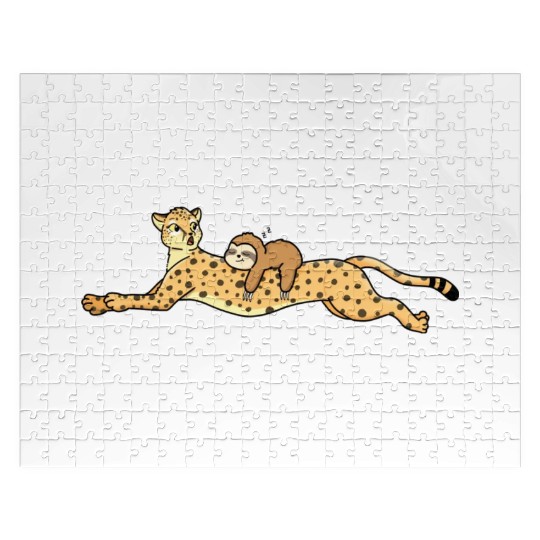 Sloth Rides Cheetah Funny Animals Lover Gift Jigsaw Puzzles