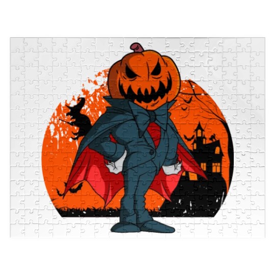 Vampire Pumpkin Head Jack O' Lantern Halloween Jigsaw Puzzles