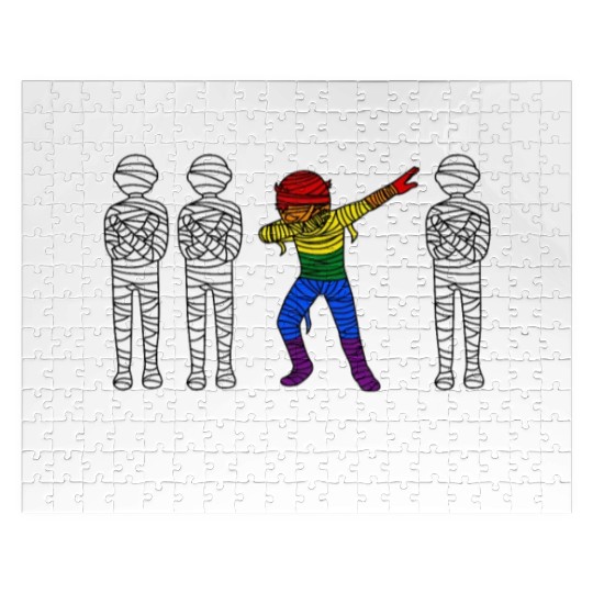 Dabbing Mummy LGBTQ Pride Halloween Jigsaw Puzzles