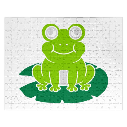 Cute frog sitting water lily Jigsaw Puzzles