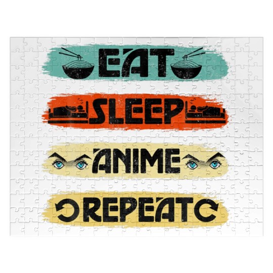 Eat Sleep Anime Repeat Ramen Kawaii Japanese Jigsaw Puzzles