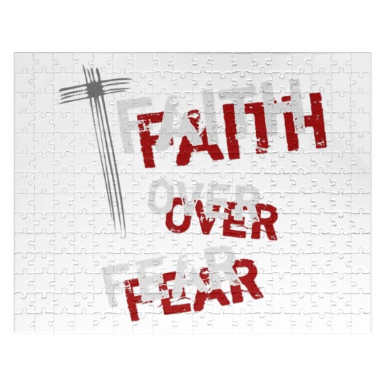 Inspirational Christian Cross Faith Over Fear Jigsaw Puzzles