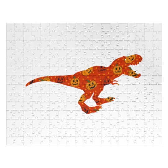 Dinosaur Pumpkin Head Jack O' Lantern Halloween Jigsaw Puzzles