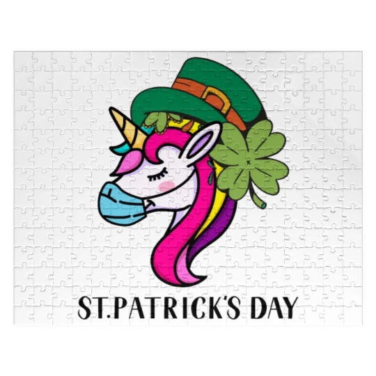 Toddler Girls St Patricks Day Rainbow Unicorn Face Jigsaw Puzzles