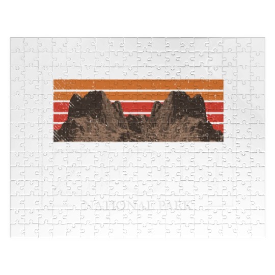 Retro Zion National Park US Vintage Utah Adventure Jigsaw Puzzles