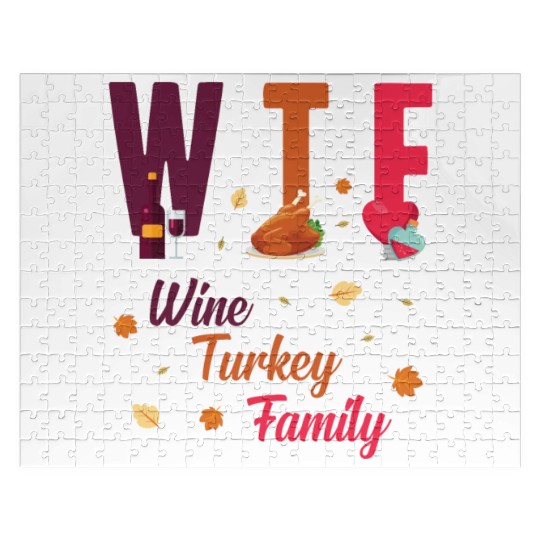 WTF Wine Turkey Family Festive Funny Thanksgiving Jigsaw Puzzles