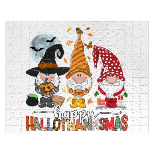 Happy Hallothanksmas Gnomes Lover Halloween Jigsaw Puzzles