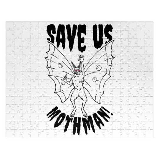 Halloween Mothman Mythical Line Art Beast Monster Jigsaw Puzzles